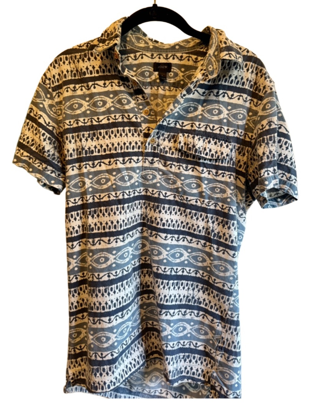 J. Crew Short-Sleeve Printed Polo Shirt - Blue/White